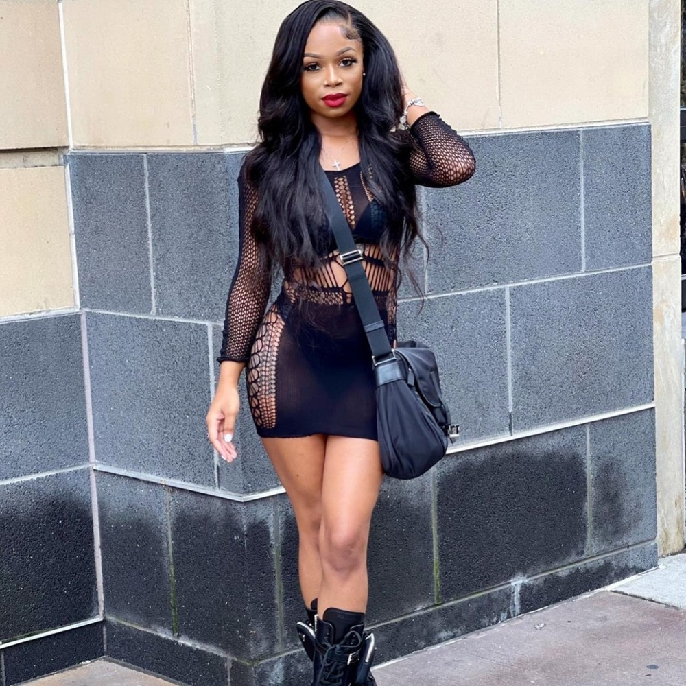 Black “Wet Net”  Dress